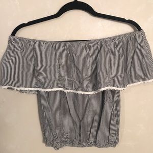 Blue and white sleeveless tank top